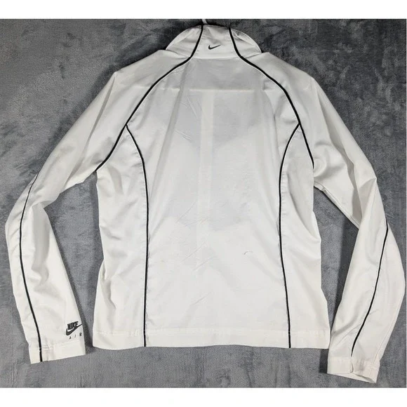 Nike Air Womens M White Black Chevron Full Zip Mock Neck Track Jacket Windbreake - Picture 2 of 10